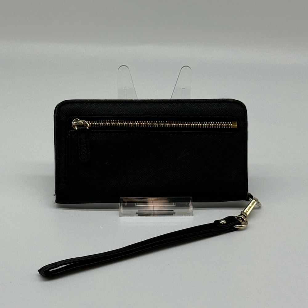 Michael Kors Jet Set Black Saffiano Leather Wristlet Wallet Gold Hardware EUC - Picture 3 of 6